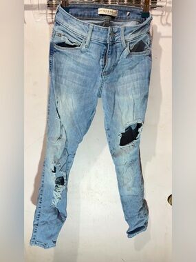 Guess Light Blue Slim Straight Distressed Jeans